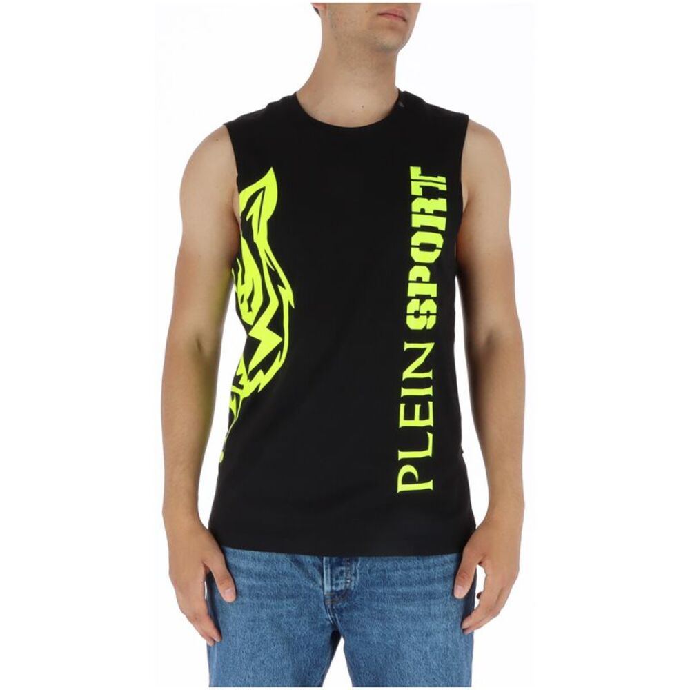 Plein Sport Muscle Tee Neon Graphic Men Black Undershirts